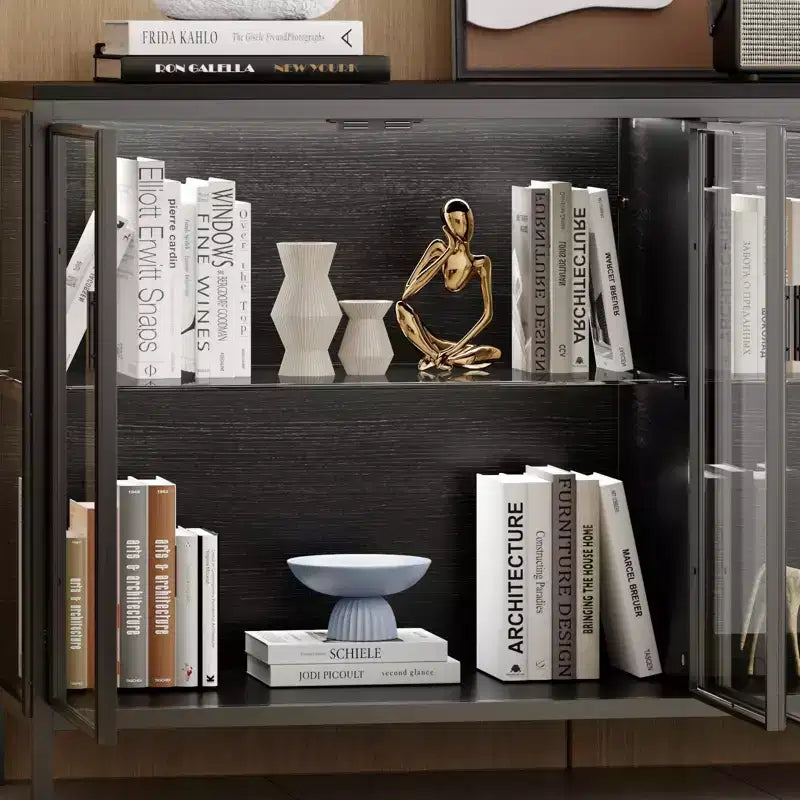 Vitrine Famapy en verre trempé noir : illuminez votre intérieur avec style et fonctionnalité