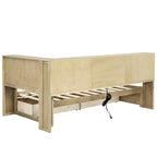Lit de repos jumeau Whisen avec deux tiroirs de rangement, des armoires de rangement et des ports USB
