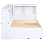 Lit de repos jumeau Whisen avec deux tiroirs de rangement, des armoires de rangement et des ports USB