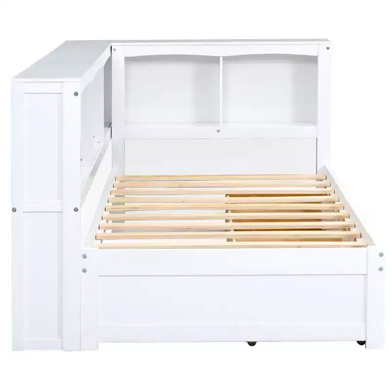 Lit de repos jumeau Whisen avec deux tiroirs de rangement, des armoires de rangement et des ports USB