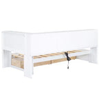 Lit de repos jumeau Whisen avec deux tiroirs de rangement, des armoires de rangement et des ports USB