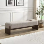 Christopher Knight Home Elmo 64 Pouf Moderne en Bois d'Hévéa Rembourré de Fil Bouclé, Beige