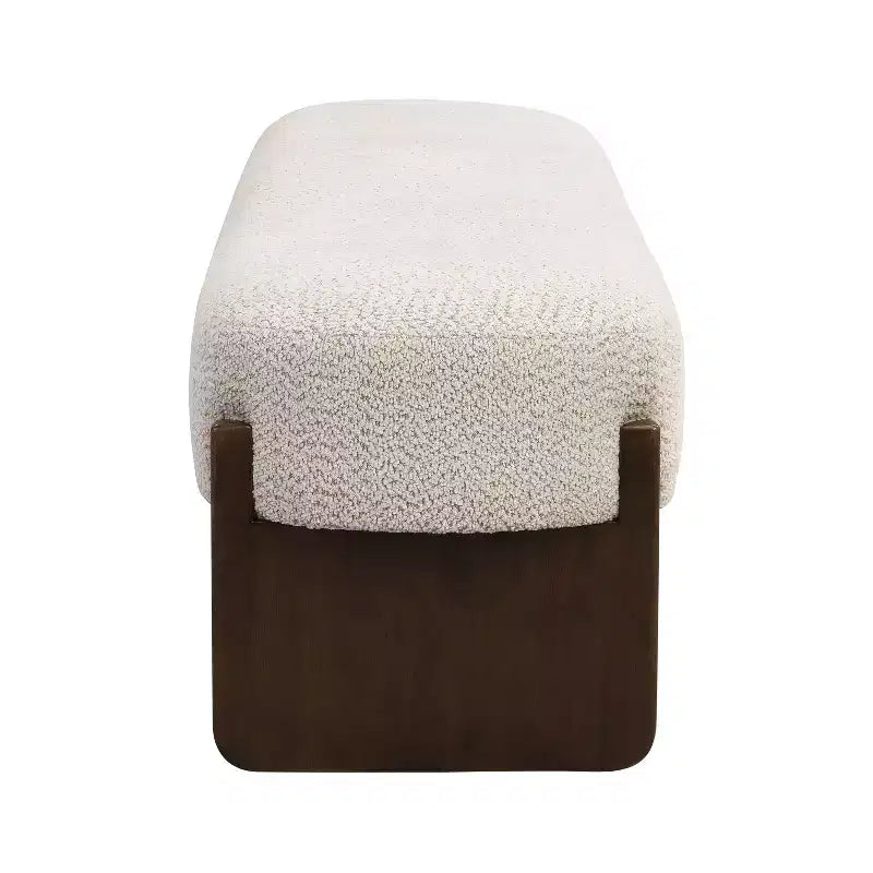 Christopher Knight Home Elmo 64 Pouf Moderne en Bois d'Hévéa Rembourré de Fil Bouclé, Beige