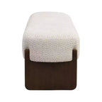Christopher Knight Home Elmo 64 Pouf Moderne en Bois d'Hévéa Rembourré de Fil Bouclé, Beige