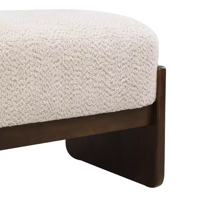 Christopher Knight Home Elmo 64 Pouf Moderne en Bois d'Hévéa Rembourré de Fil Bouclé, Beige