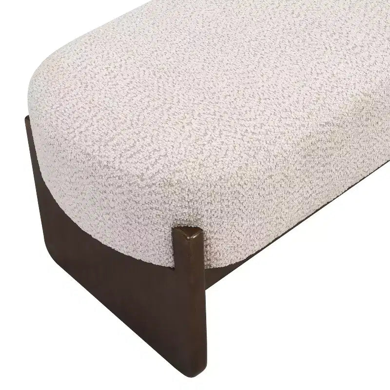 Christopher Knight Home Elmo 64 Pouf Moderne en Bois d'Hévéa Rembourré de Fil Bouclé, Beige