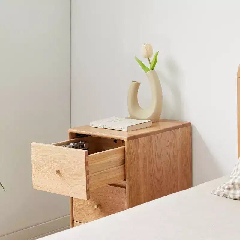 Commode Moderne Pour Chambre, Table de Chevet à 3 Tiroirs, Grand Meuble en Bois de Chêne, Commode Fine pour Enfants pour Armoires de Maison, Salon, Chambre à Coucher