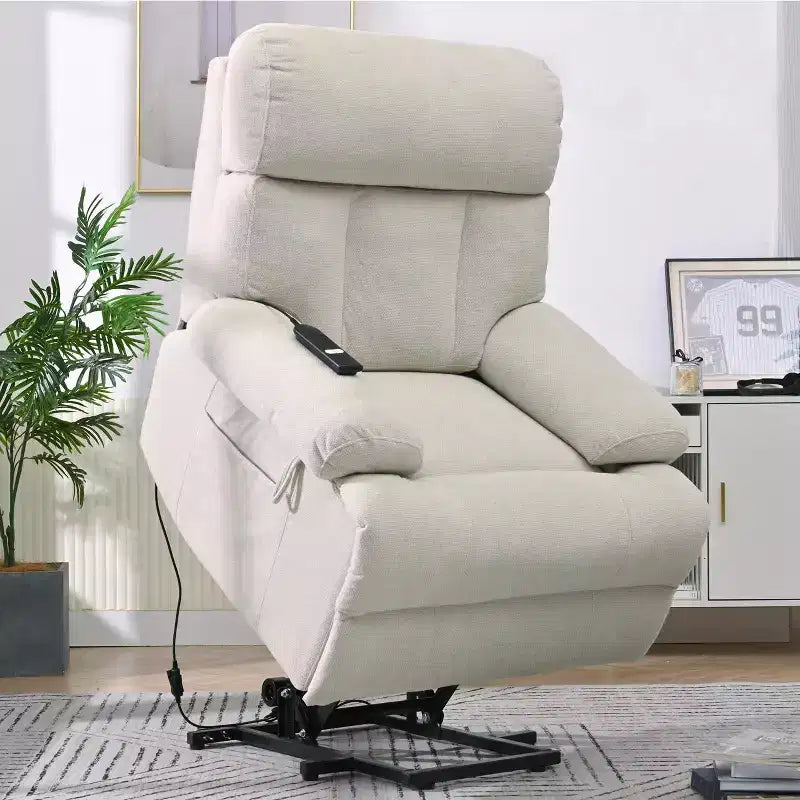 Oversized Power Lift Recliner Chair, Adjustable Reclining Sofa Chair for Elderly, Recliner with Remote Control and Side Pocket - ModernLuxe