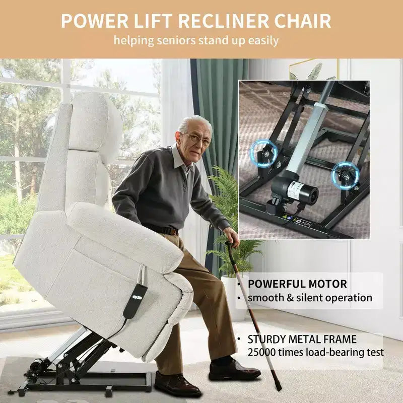 Fauteuil inclinable électrique surdimensionné, Fauteuil inclinable réglable pour personnes âgées, Fauteuil inclinable avec télécommande et poche latérale - ModernLuxe