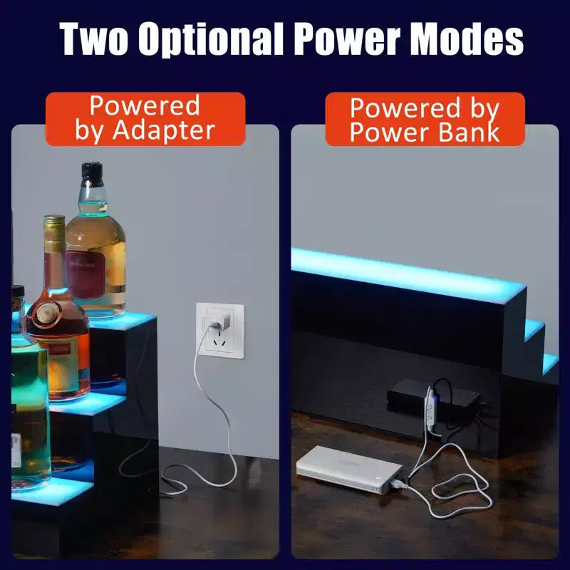 Présentoir mural 3 couches 60 pouces avec télécommande - Éclairage LED dynamique