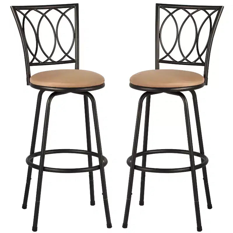 VECELO Bar Stools Adjustable Height Set of 2, 24/29 Swivel Counter Stools with Upholstered Seat, Steel Bistro Pub Chairs