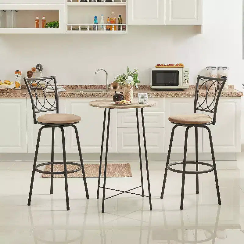 Tabourets de bar VECELO réglables en hauteur (lot de 2), tabourets de comptoir pivotants 24/29 po avec siège rembourré, chaises de bistrot/pub en acier