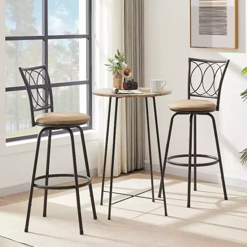 Tabourets de bar VECELO réglables en hauteur (lot de 2), tabourets de comptoir pivotants 24/29 po avec siège rembourré, chaises de bistrot/pub en acier