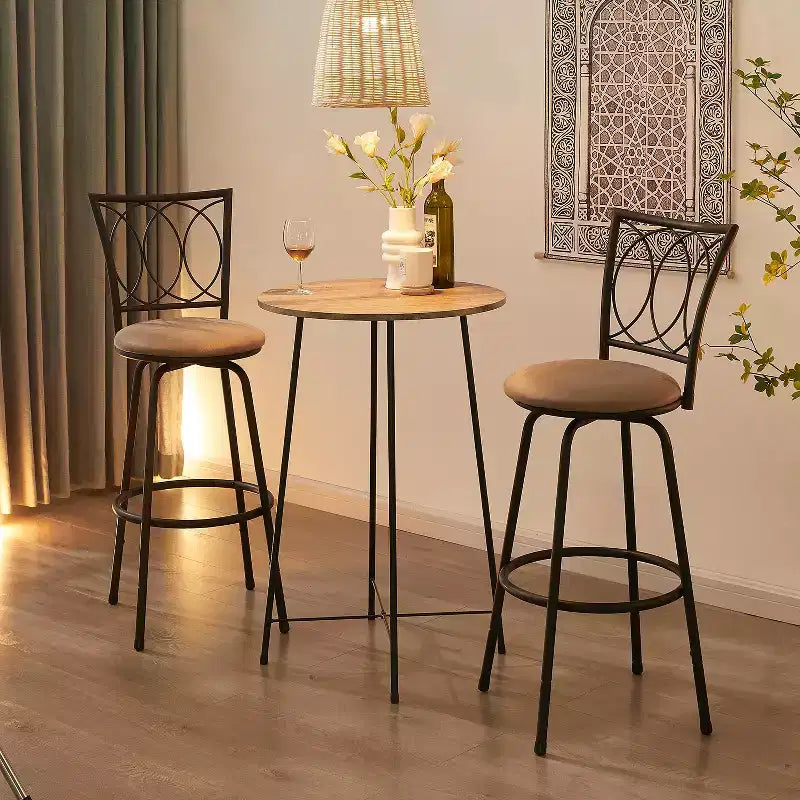 Tabourets de bar VECELO réglables en hauteur (lot de 2), tabourets de comptoir pivotants 24/29 po avec siège rembourré, chaises de bistrot/pub en acier