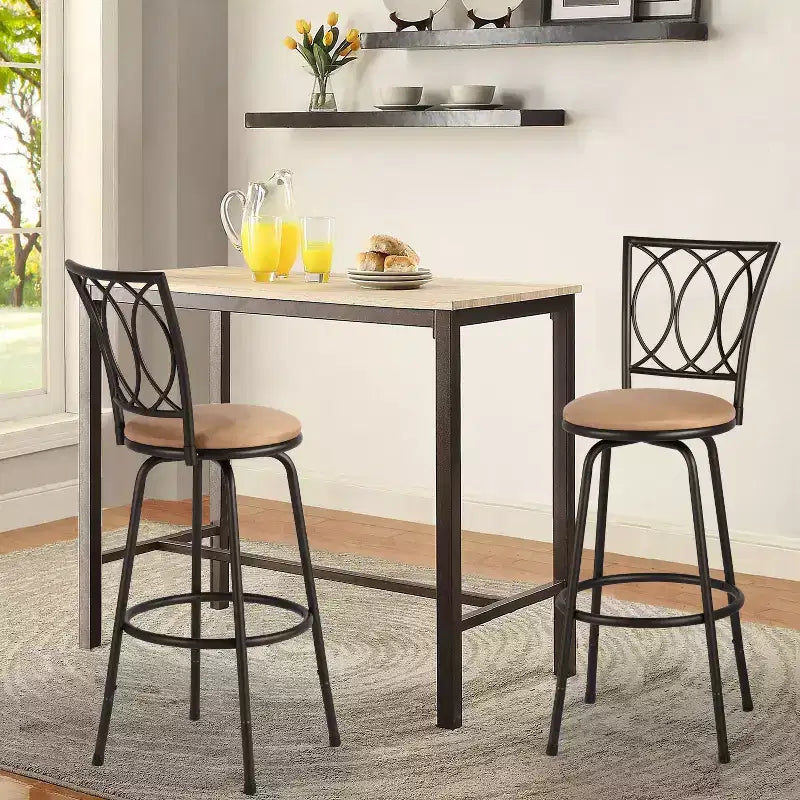 Tabourets de bar VECELO réglables en hauteur (lot de 2), tabourets de comptoir pivotants 24/29 po avec siège rembourré, chaises de bistrot/pub en acier