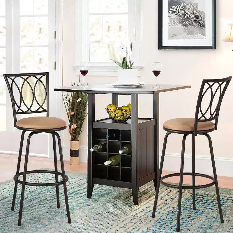 Tabourets de bar VECELO réglables en hauteur (lot de 2), tabourets de comptoir pivotants 24/29 po avec siège rembourré, chaises de bistrot/pub en acier