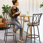 Tabourets de bar VECELO réglables en hauteur (lot de 2), tabourets de comptoir pivotants 24/29 po avec siège rembourré, chaises de bistrot/pub en acier