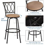 Tabourets de bar VECELO réglables en hauteur (lot de 2), tabourets de comptoir pivotants 24/29 po avec siège rembourré, chaises de bistrot/pub en acier