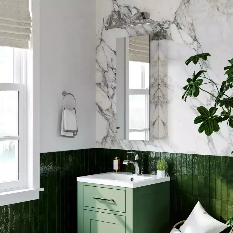 HBEZON Armoire de toilette avec miroirs, armoire de salle de bain encastrée/murale, étagères réglables, charnière à fermeture douce, rectangulaire, aluminium, argent