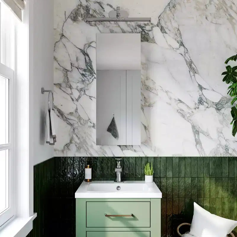 HBEZON Armoire de toilette avec miroirs, armoire de salle de bain encastrée/murale, étagères réglables, charnière à fermeture douce, rectangulaire, aluminium, argent