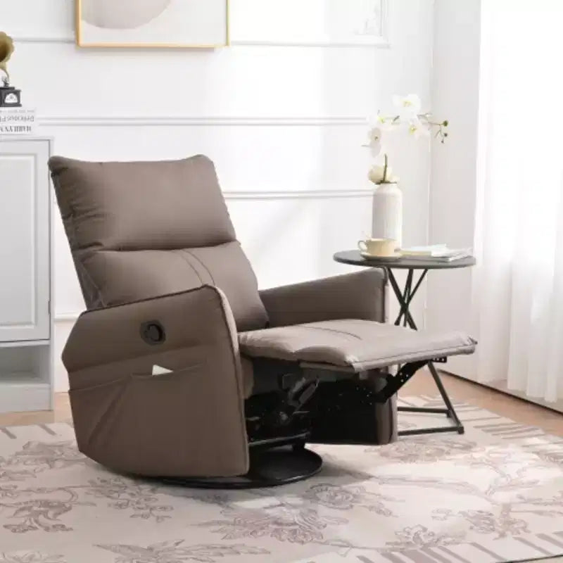 Fauteuil inclinable à bascule en PU, inclinable à bascule rotatif et coulissant à 300 degrés pour bébé, petit fauteuil inclinable à bascule et rotatif moderne pour chambre à coucher