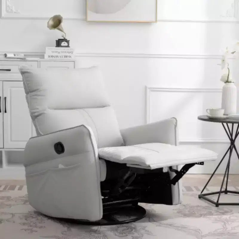 Fauteuil inclinable à bascule en PU, inclinable à bascule rotatif et coulissant à 300 degrés pour bébé, petit fauteuil inclinable à bascule et rotatif moderne pour chambre à coucher