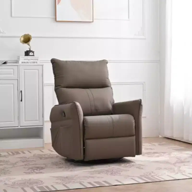 PU Rocking Recliner, 360-degree Rotating & Sliding Baby Rocking Chair, Modern Small Rocking & Rotating Recliner For Bedroom