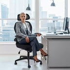 Chaise de bureau ergonomique en maille avec soutien lombaire réglable, accoudoirs relevables, appui-tête, capacité de 136 kg, pour bureau à domicile ou télétravail