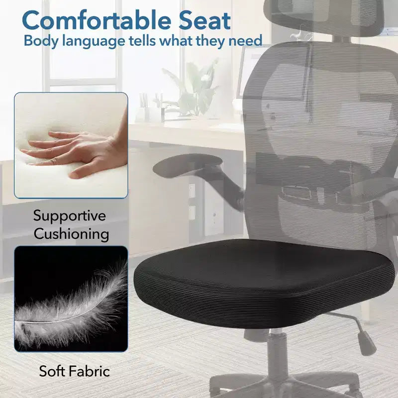 Chaise de bureau ergonomique en maille avec soutien lombaire réglable, accoudoirs relevables, appui-tête, capacité de 136 kg, pour bureau à domicile ou télétravail