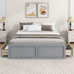 Lit Plateforme Queen Size en Bois, Cadre de Lit avec 6 Tiroirs - ModernLuxe