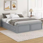 Lit Plateforme Queen Size en Bois, Cadre de Lit avec 6 Tiroirs - ModernLuxe