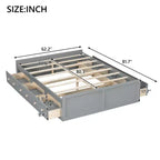 Lit Plateforme Queen Size en Bois, Cadre de Lit avec 6 Tiroirs - ModernLuxe