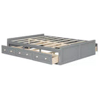 Lit Plateforme Queen Size en Bois, Cadre de Lit avec 6 Tiroirs - ModernLuxe