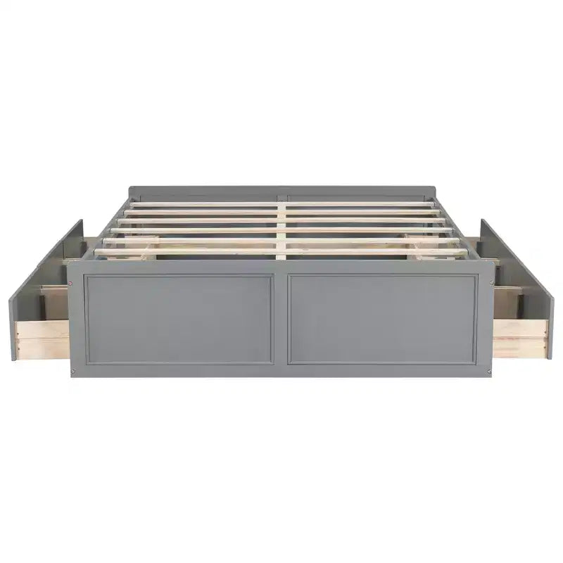 Lit Plateforme Queen Size en Bois, Cadre de Lit avec 6 Tiroirs - ModernLuxe