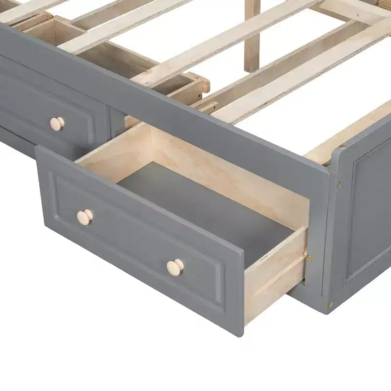 Lit Plateforme Queen Size en Bois, Cadre de Lit avec 6 Tiroirs - ModernLuxe