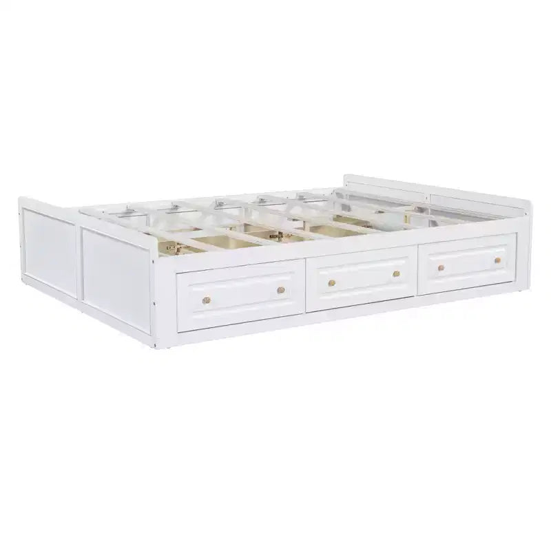 Lit Plateforme Queen Size en Bois, Cadre de Lit avec 6 Tiroirs - ModernLuxe
