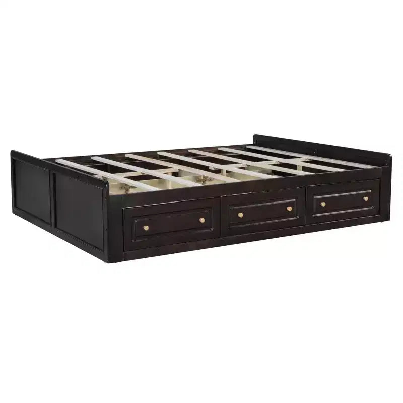 Lit Plateforme Queen Size en Bois, Cadre de Lit avec 6 Tiroirs - ModernLuxe