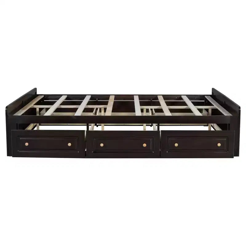 Lit Plateforme Queen Size en Bois, Cadre de Lit avec 6 Tiroirs - ModernLuxe