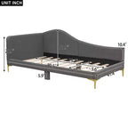 Lit de repos capitonné Twin/Full avec tête de lit, accoudoir et pieds de support, Gris/Beige-ModernLuxe