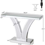 Console Miroir Lantine, Table d'Entrée/Canapé Moderne Argentée avec Cadres Incrustés de Cristaux