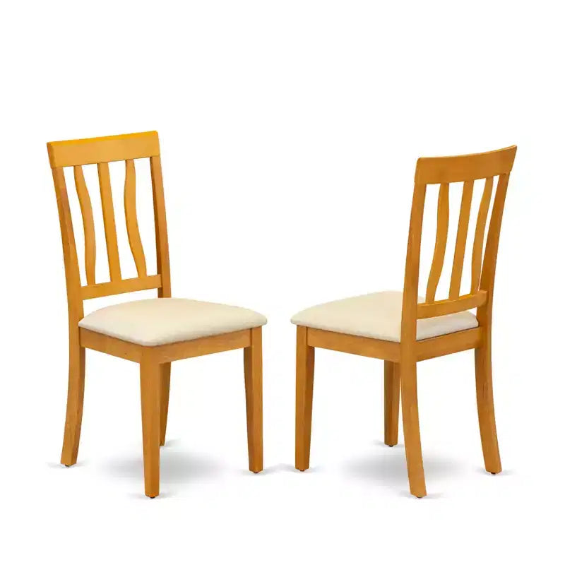 HomeStock Antique Dining Chairs Wooden Seat Slat Back Set of 2