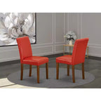 HomeStock Abbott Parsons Chaises de salle à manger en similicuir rouge brique (lot de 2)