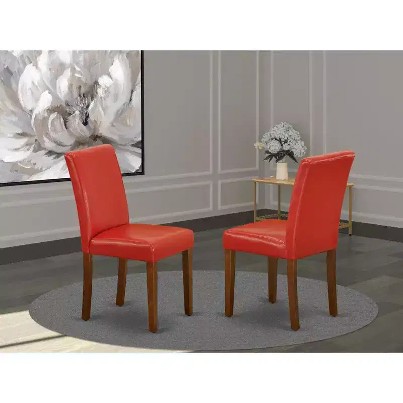 HomeStock Abbott Parsons Chaises de salle à manger en similicuir rouge brique (lot de 2)