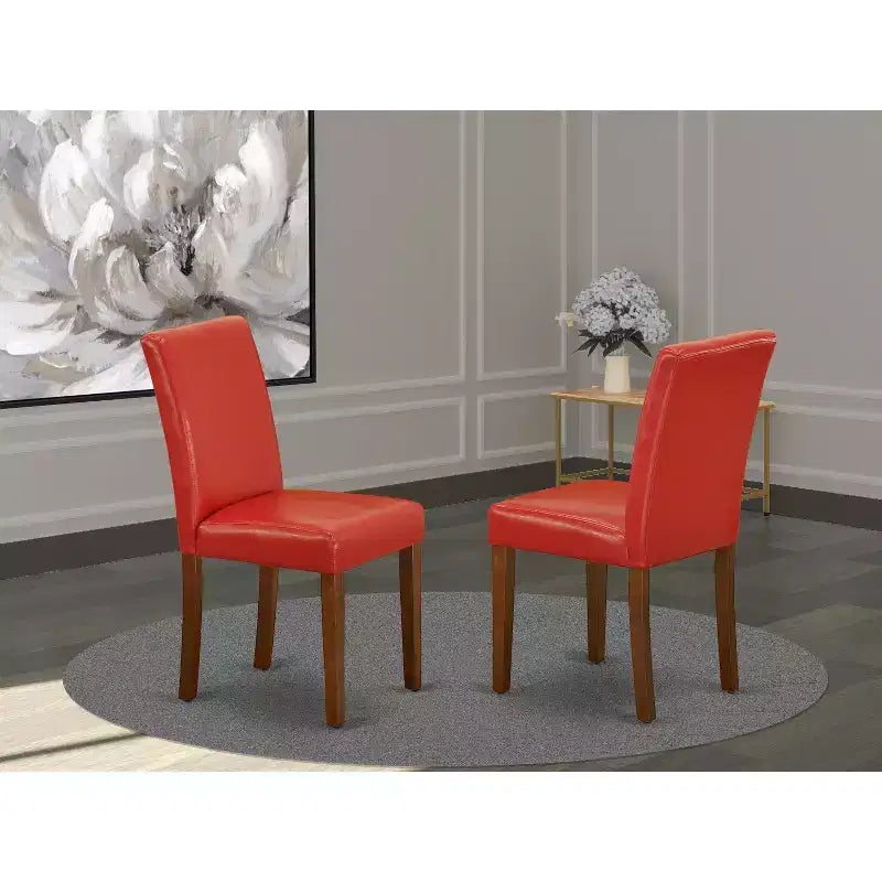 HomeStock Abbott Parsons Chaises de salle à manger en similicuir rouge brique (lot de 2)