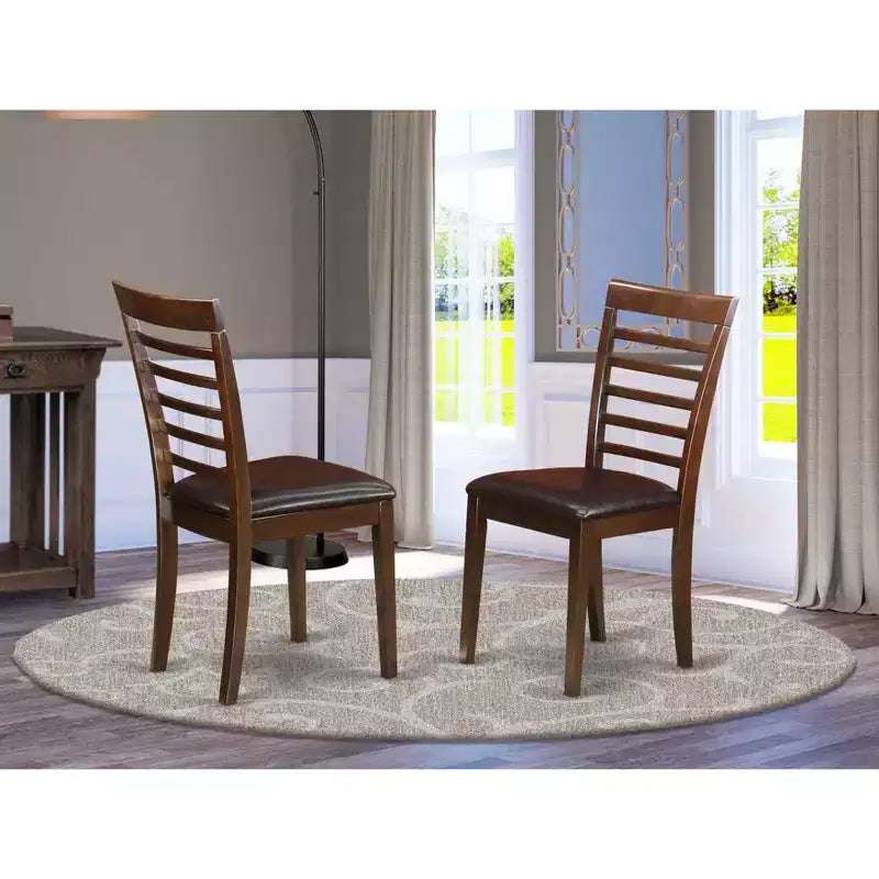 HomeStock Milan Chaises de Salle à Manger Dossier à Barreaux Assise en Bois Brun Selle Lot de 2