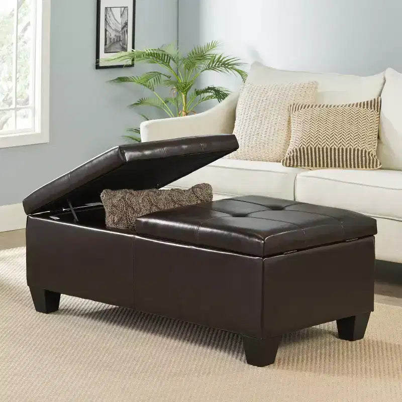 Christopher Knight Home Camilla Ottoman de rangement double en similicuir contemporain