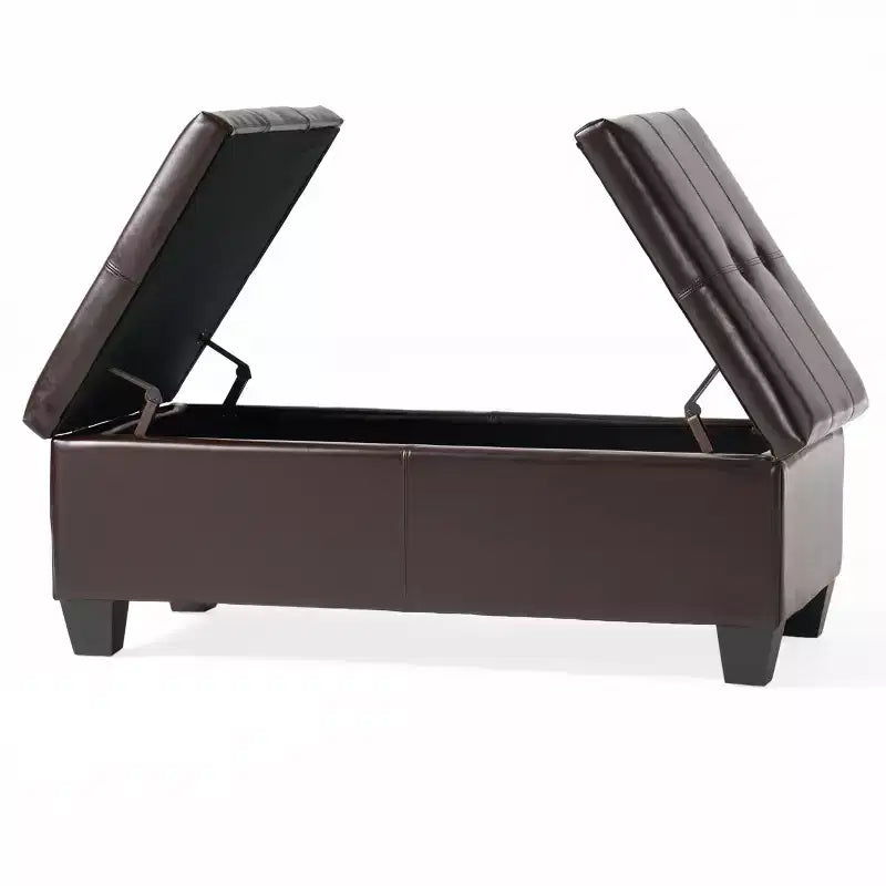 Christopher Knight Home Camilla Ottoman de rangement double en similicuir contemporain