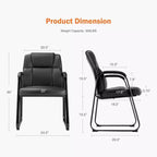 Fauteuil de salle d'attente large et haut en cuir PU avec accoudoirs rembourrés, idéal pour les personnes âgées dans les bureaux, les réceptions et les salles de conférence.