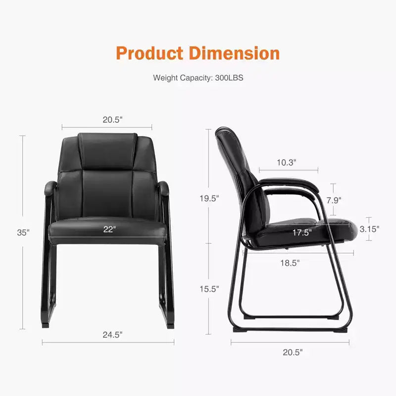 Fauteuil de salle d'attente large et haut en cuir PU avec accoudoirs rembourrés, idéal pour les personnes âgées dans les bureaux, les réceptions et les salles de conférence.