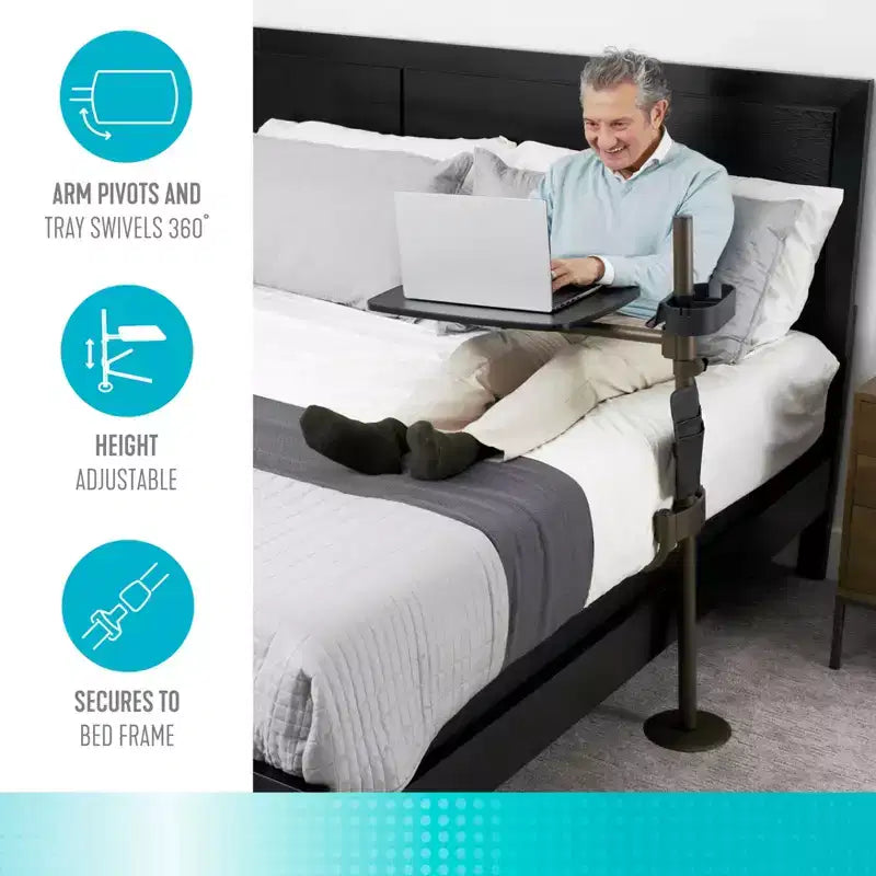 Table de lit Signature Life Freedom, grande table de chevet pivotante et bureau pour ordinateur portable, noir